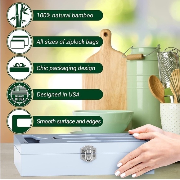 Brand New Bamboo Ziploc Bag Storage Organizer for Drawer or Wall Mount w/ Stands - Picture 9 of 12